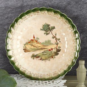 Limoges-American Coupe Soup Bowl Chateau France Mandarin Green VTG